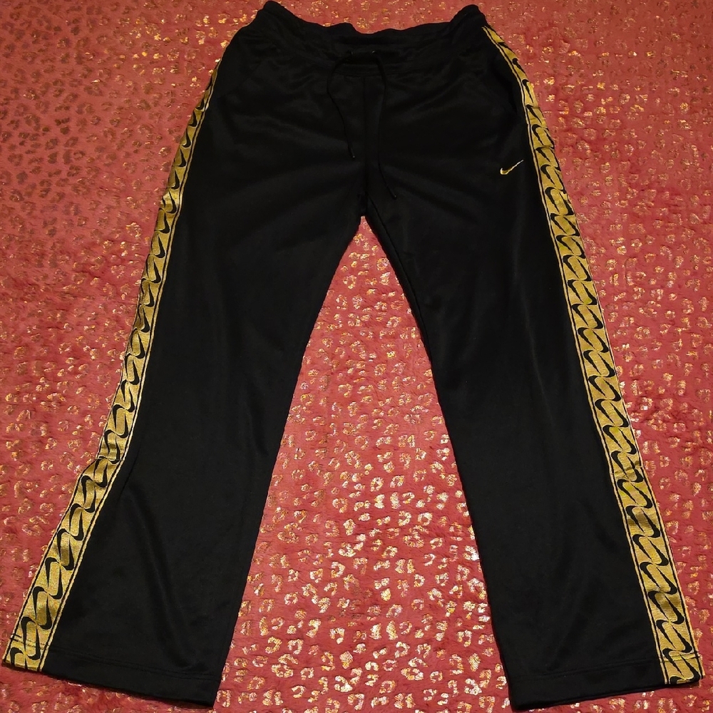 Nike Black Trackpant with Gold Accents